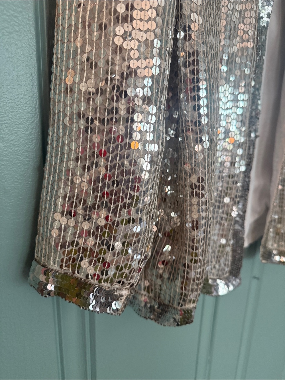 Vintage 70s 80s Champ Ellyse Silver Sequin Blazer Jacket w Disco Festival Vibes - Picture 6 of 12